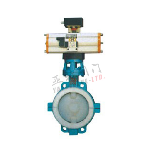 D671F46-16C氣動對夾全襯氟塑料蝶閥